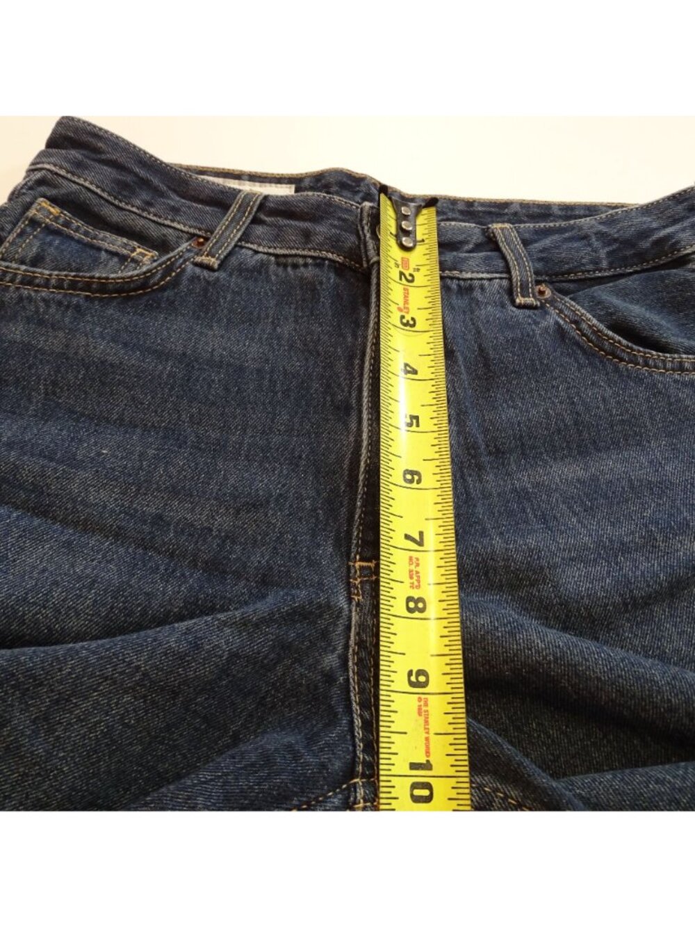 Zara Wide Leg Raw Hem Jeans Denim Blue Size 2 High Waist Boho Retro Streetwear - Picture 9 of 11